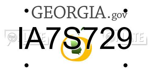 IA7S729 Georgia License Plate