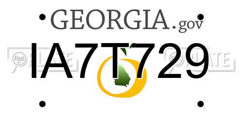 IA7T729 Georgia License Plate