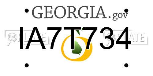 IA7T734 Georgia License Plate