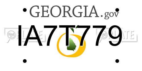 IA7T779 Georgia License Plate