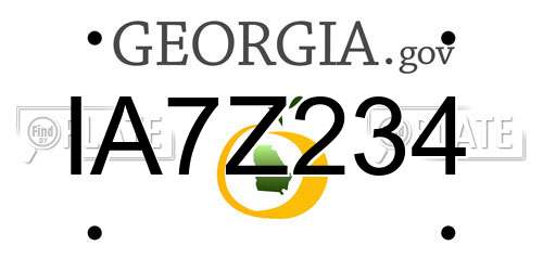 IA7Z234 Georgia License Plate