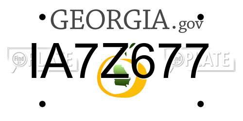 IA7Z677 Georgia License Plate