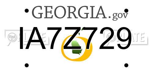 IA7Z729 Georgia License Plate