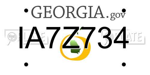 IA7Z734 Georgia License Plate