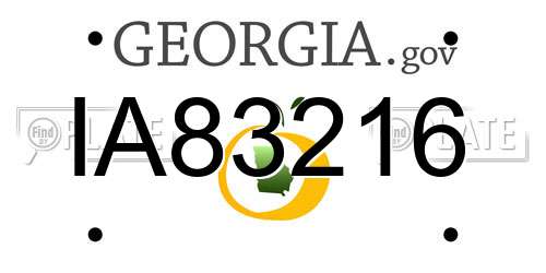 IA83216 Georgia License Plate