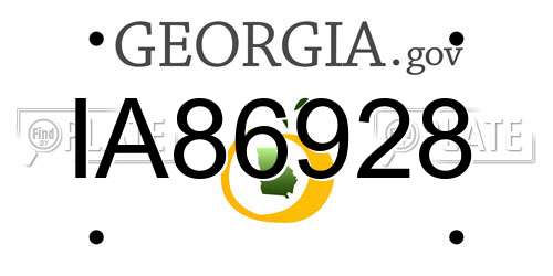 IA86928 Georgia License Plate