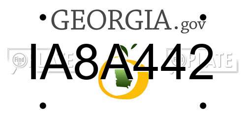 IA8A442 Georgia License Plate