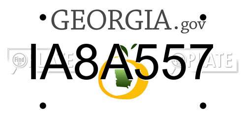 IA8A557 Georgia License Plate