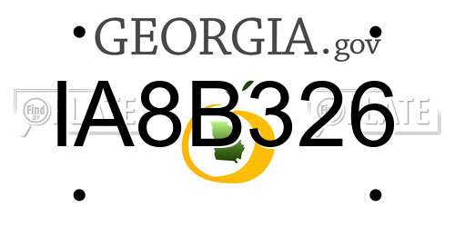 IA8B326 Georgia License Plate