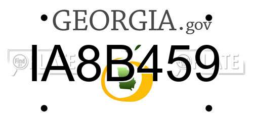 IA8B459 Georgia License Plate