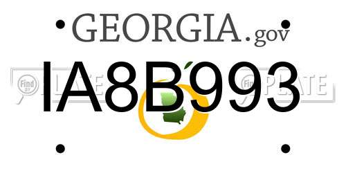 IA8B993 Georgia License Plate