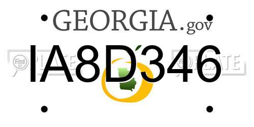 IA8D346 Georgia License Plate