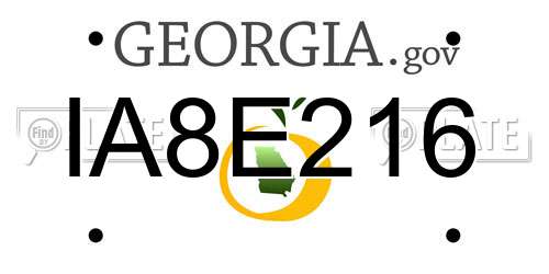 IA8E216 Georgia License Plate