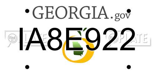 IA8E922 Georgia License Plate