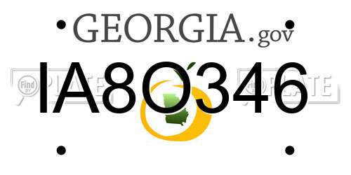 IA8O346 Georgia License Plate