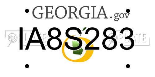 IA8S283 Georgia License Plate