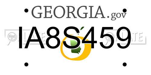 IA8S459 Georgia License Plate