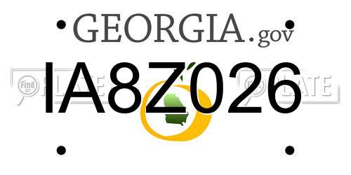 IA8Z026 Georgia License Plate