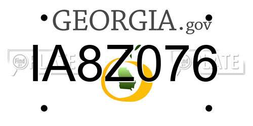 IA8Z076 Georgia License Plate
