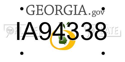 IA94338 Georgia License Plate