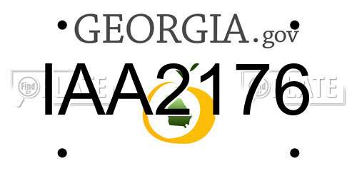IAA2176 Georgia License Plate