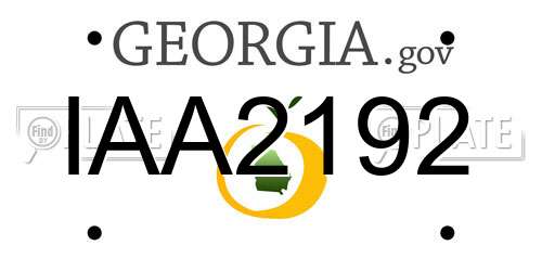 IAA2192 Georgia License Plate