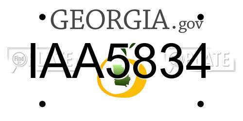 IAA5834 Georgia License Plate