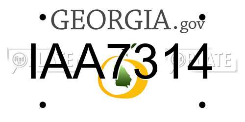 IAA7314 Georgia License Plate