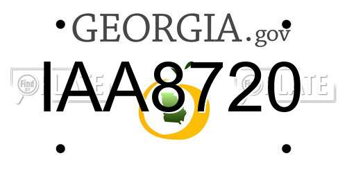 IAA8720 Georgia License Plate