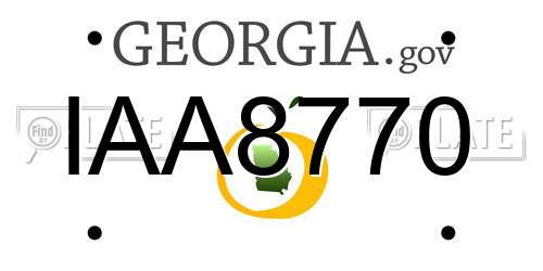IAA8770 Georgia License Plate