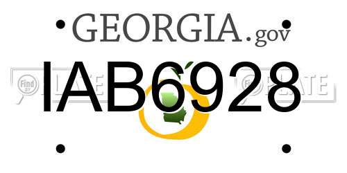 IAB6928 Georgia License Plate