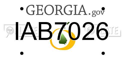 IAB7026 Georgia License Plate
