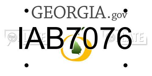 IAB7076 Georgia License Plate