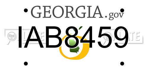 IAB8459 Georgia License Plate