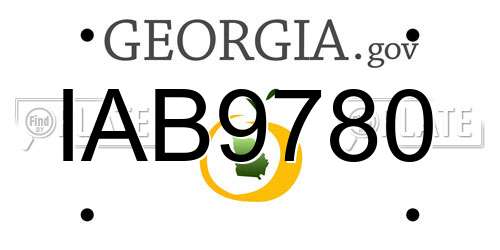IAB9780 Georgia License Plate