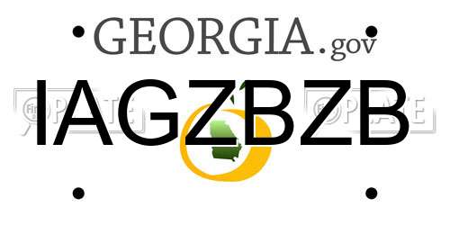 IAGZBZB Georgia License Plate