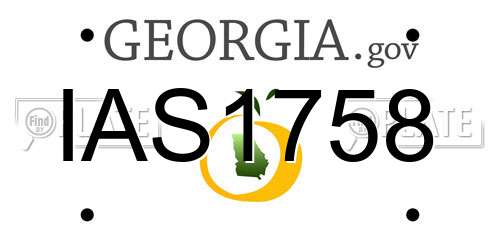 IAS1758 Georgia License Plate
