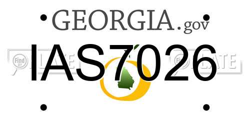 IAS7026 Georgia License Plate