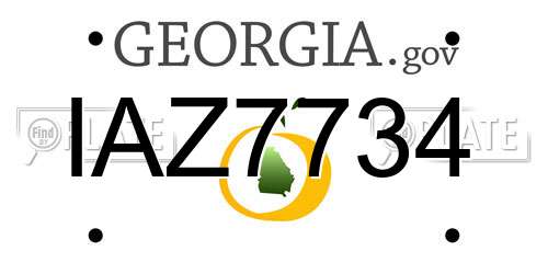 IAZ7734 Georgia License Plate