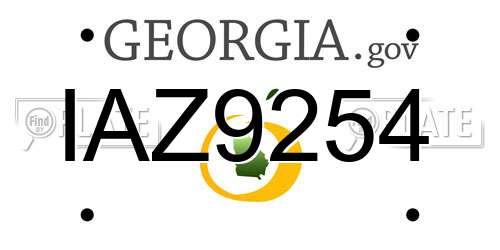 IAZ9254 Georgia License Plate