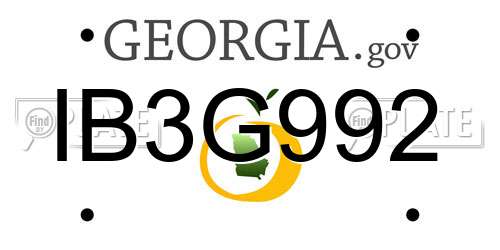IB3G992 Georgia License Plate