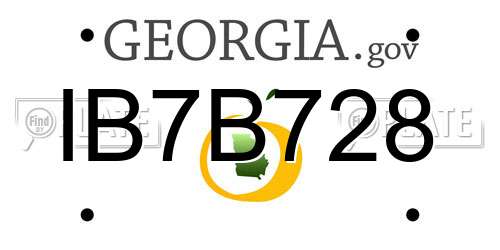 IB7B728 Georgia License Plate
