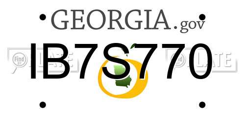 IB7S770 Georgia License Plate