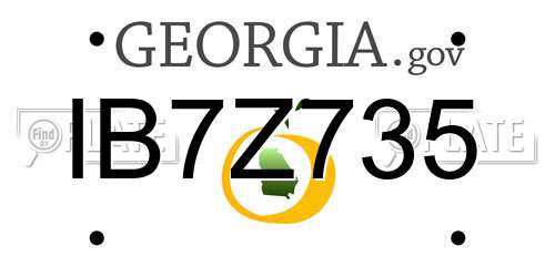IB7Z735 Georgia License Plate