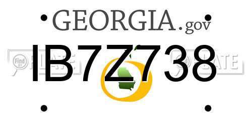 IB7Z738 Georgia License Plate