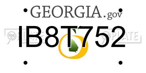 IB8T752 Georgia License Plate