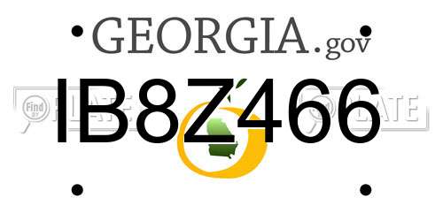 IB8Z466 Georgia License Plate