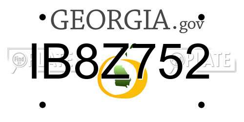 IB8Z752 Georgia License Plate