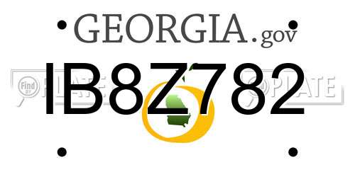 IB8Z782 Georgia License Plate