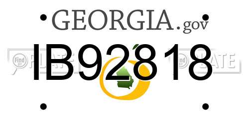 IB92818 Georgia License Plate